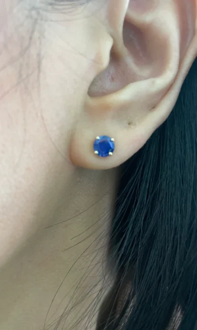 1.86 Carat Blue Sapphire Studs