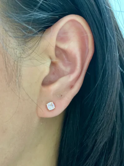 1.10 Carat Cushion Pink Sapphire Studs