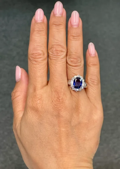 3.35 Carat Sapphire and Diamond Ring