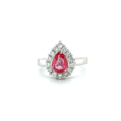 1.07 Carat Padparadscha Sapphire and Diamond Ring - AIGS